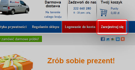 Pomoc: kliknąć na ikonie REJESTRACJA